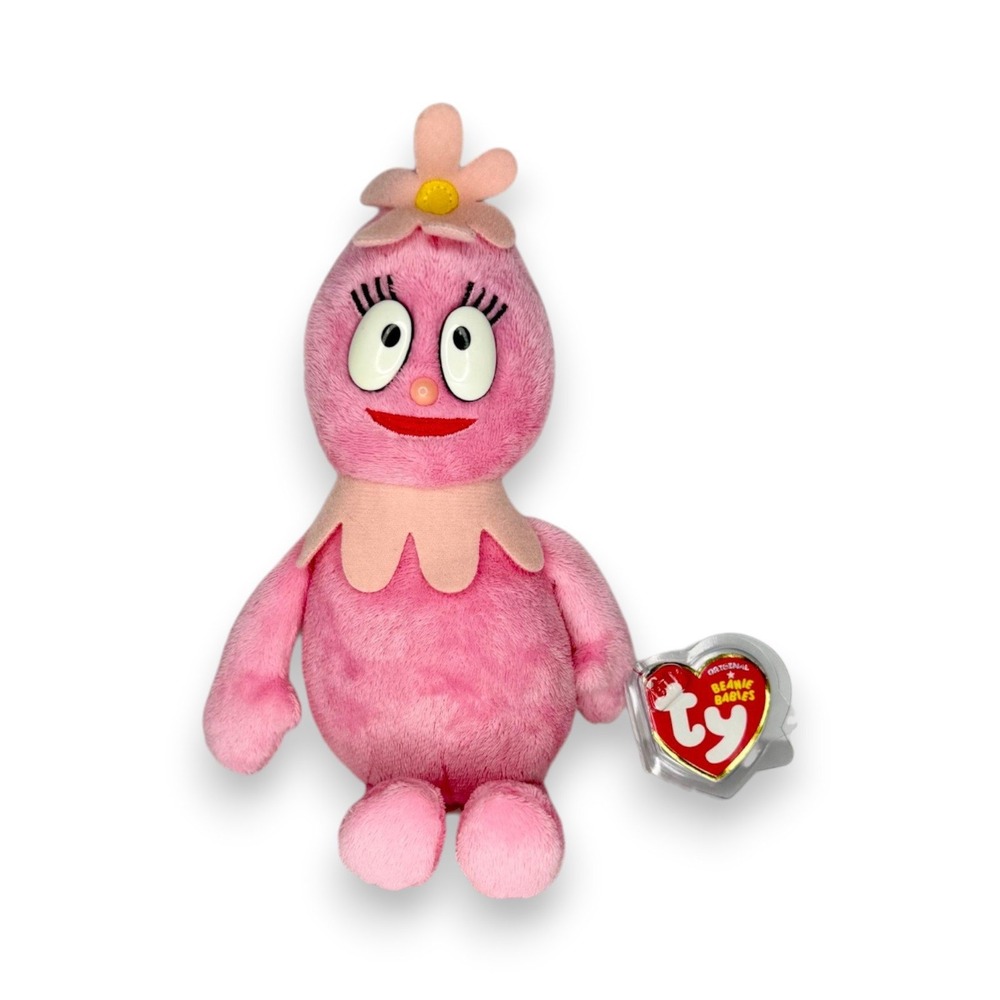 Foofa Yo Gabba Gabba | Pink Flower Friend | Mint Heart Tag TY Beanie Baby